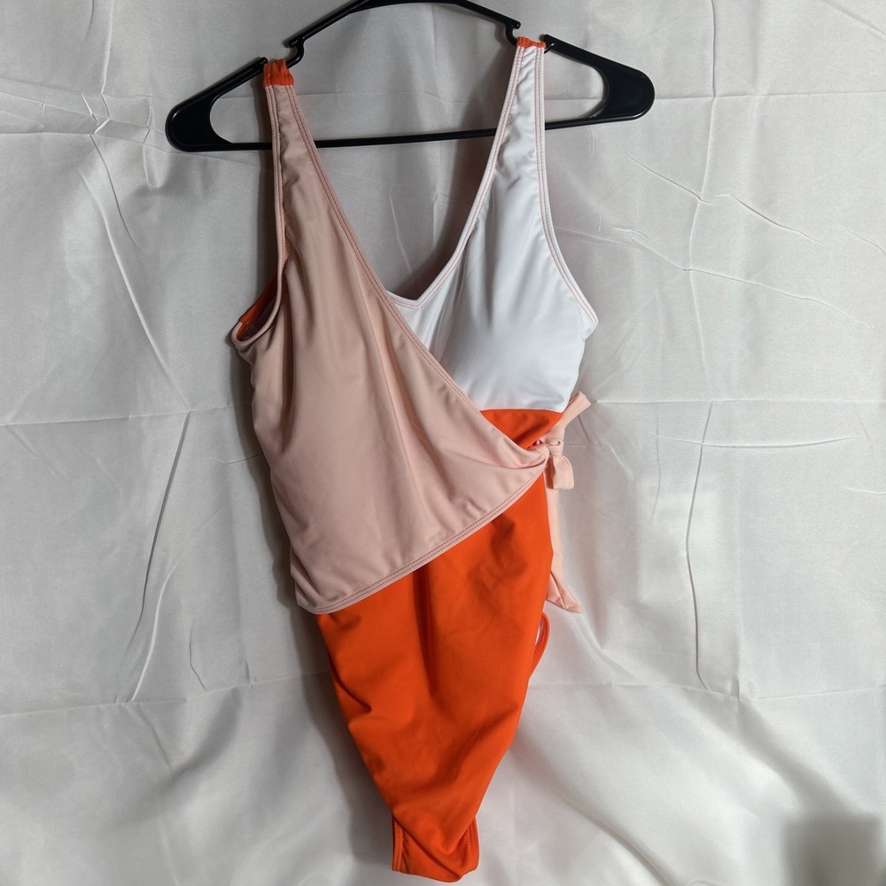 Summer Mac Bathing Suit Orange/ White  One Piece Size Medium